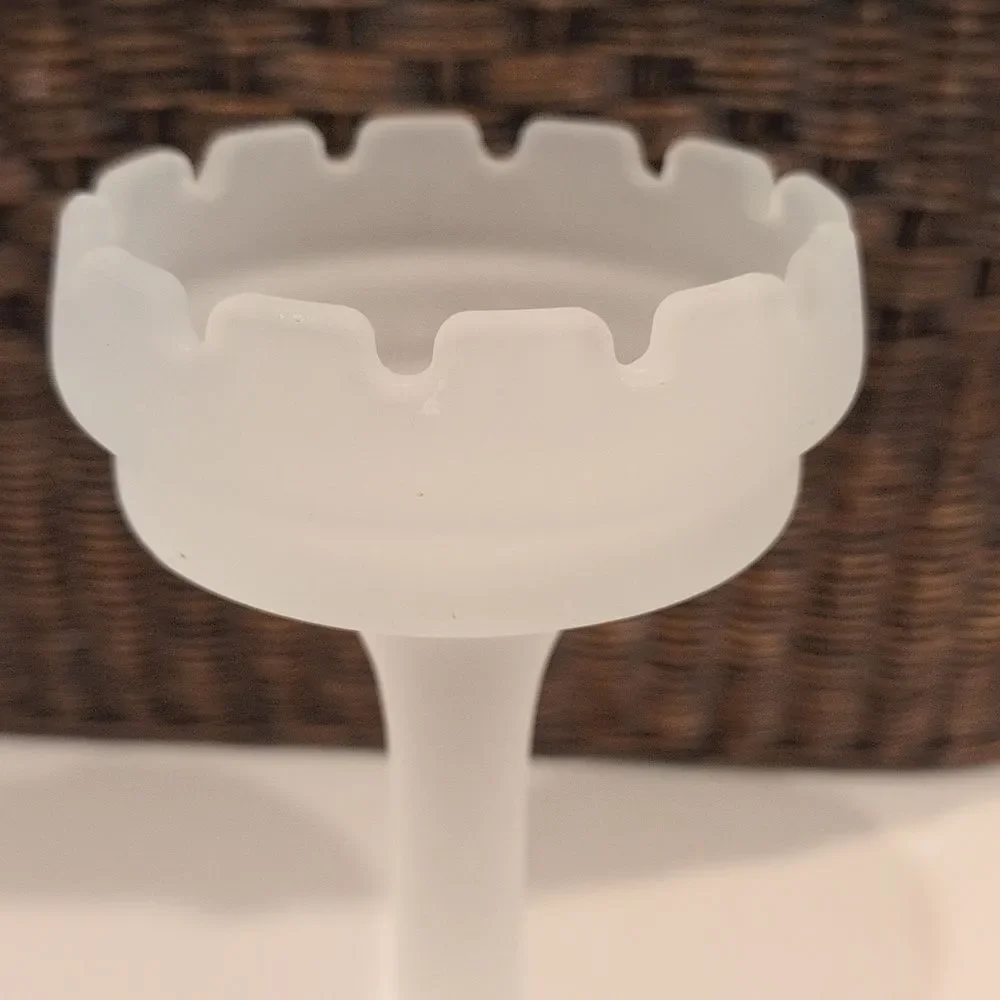 Frosted Glass Turret Pillar Candleholder Spring Castle Garden - Picture 4 of 10